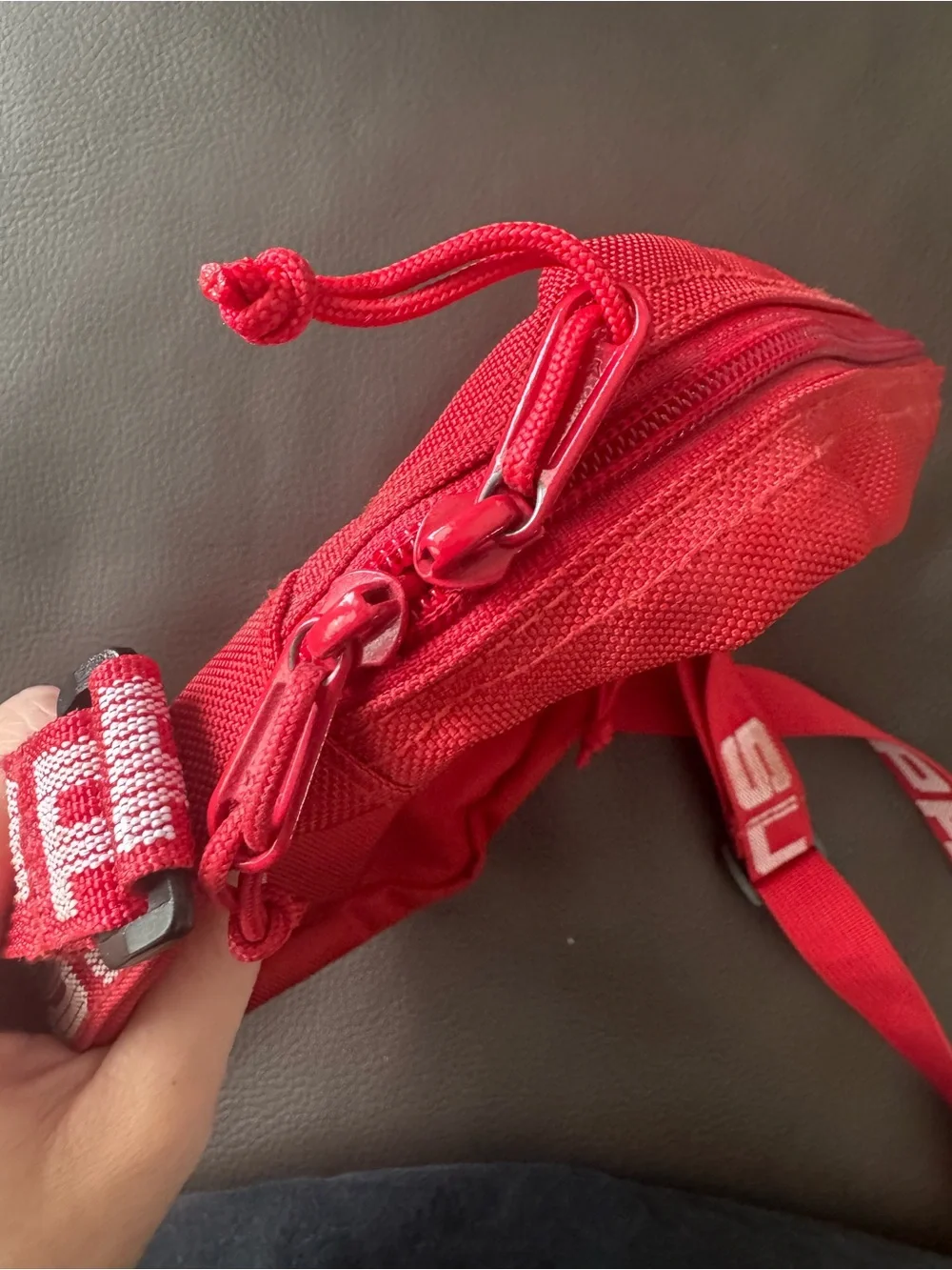Supreme Red Messenger Crossbody Bag with Branded Strap
